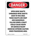 Signmission OSHA Danger Sign, Portrait Open Mine Shafts Unmarked, 24in X 18in Decal, 18" W, 24" L, Portrait OS-DS-D-1824-V-1876